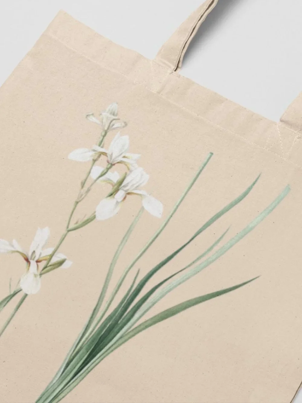Siberian Iris Vintage Floral Print Graphic Canvas Tote Bag
